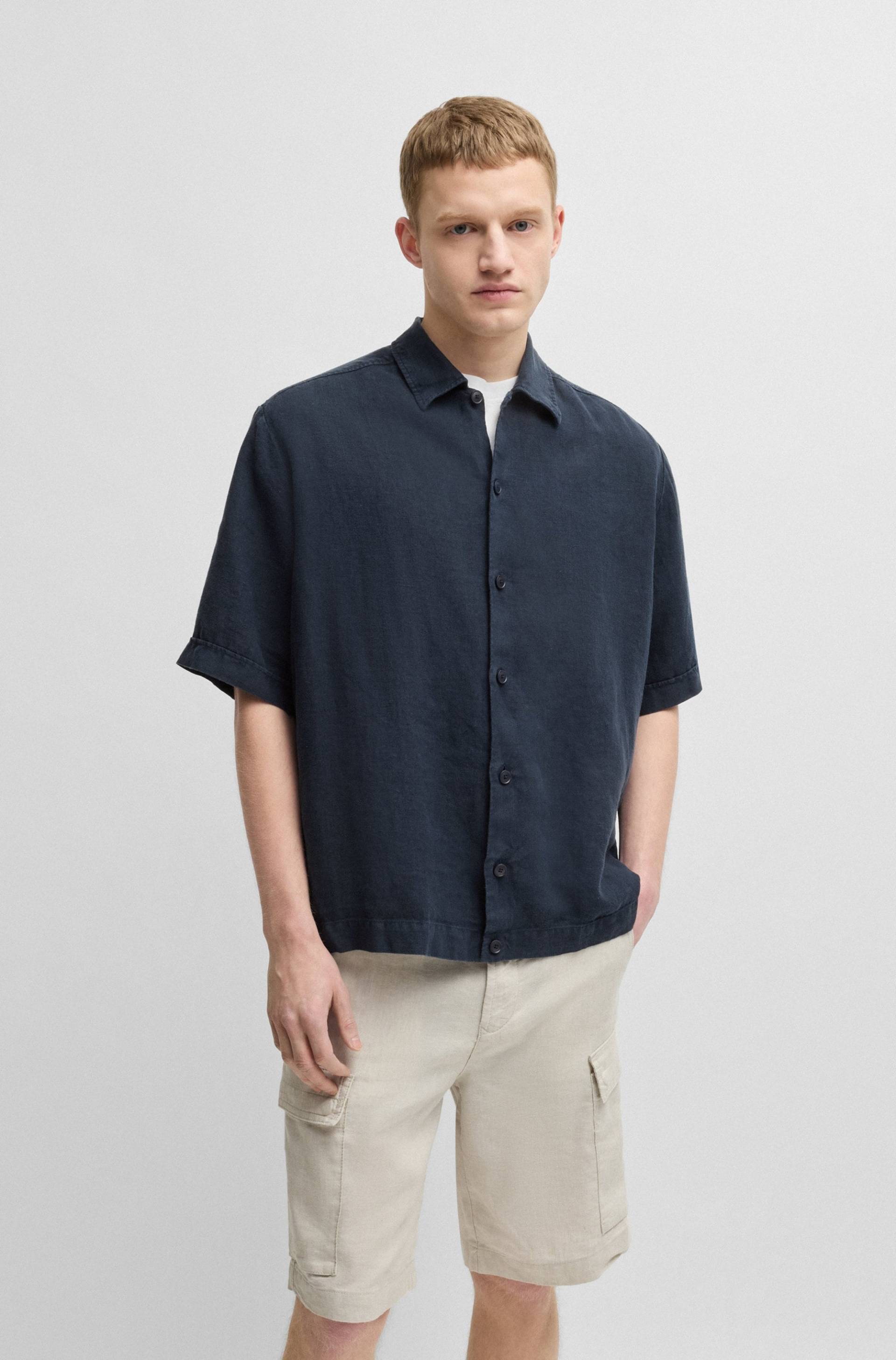 BOSS ORANGE Leinenhemd »Lapoully_M«, mit Kontrastdetails innen von BOSS ORANGE