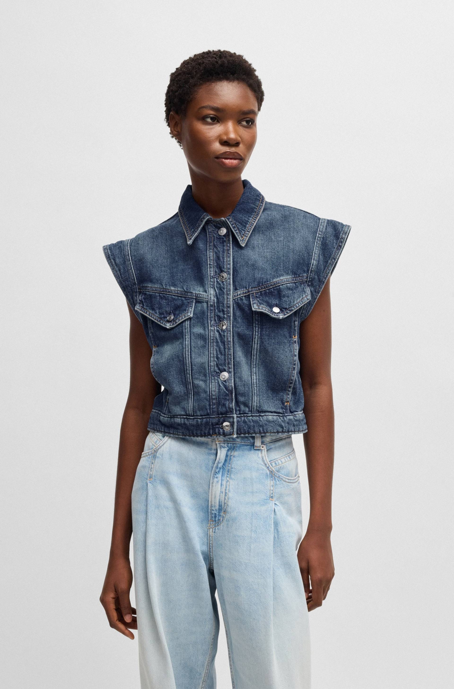 BOSS ORANGE Outdoorjacke »C_DENIM VEST 1.0«, mit femininen Schulter Details von BOSS ORANGE