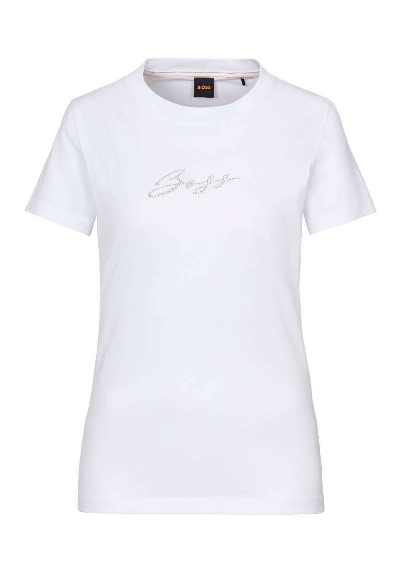 BOSS ORANGE T-Shirt »C_Esogo_2_MA_crystal«, mit glitzer Logoschriftzug von BOSS ORANGE