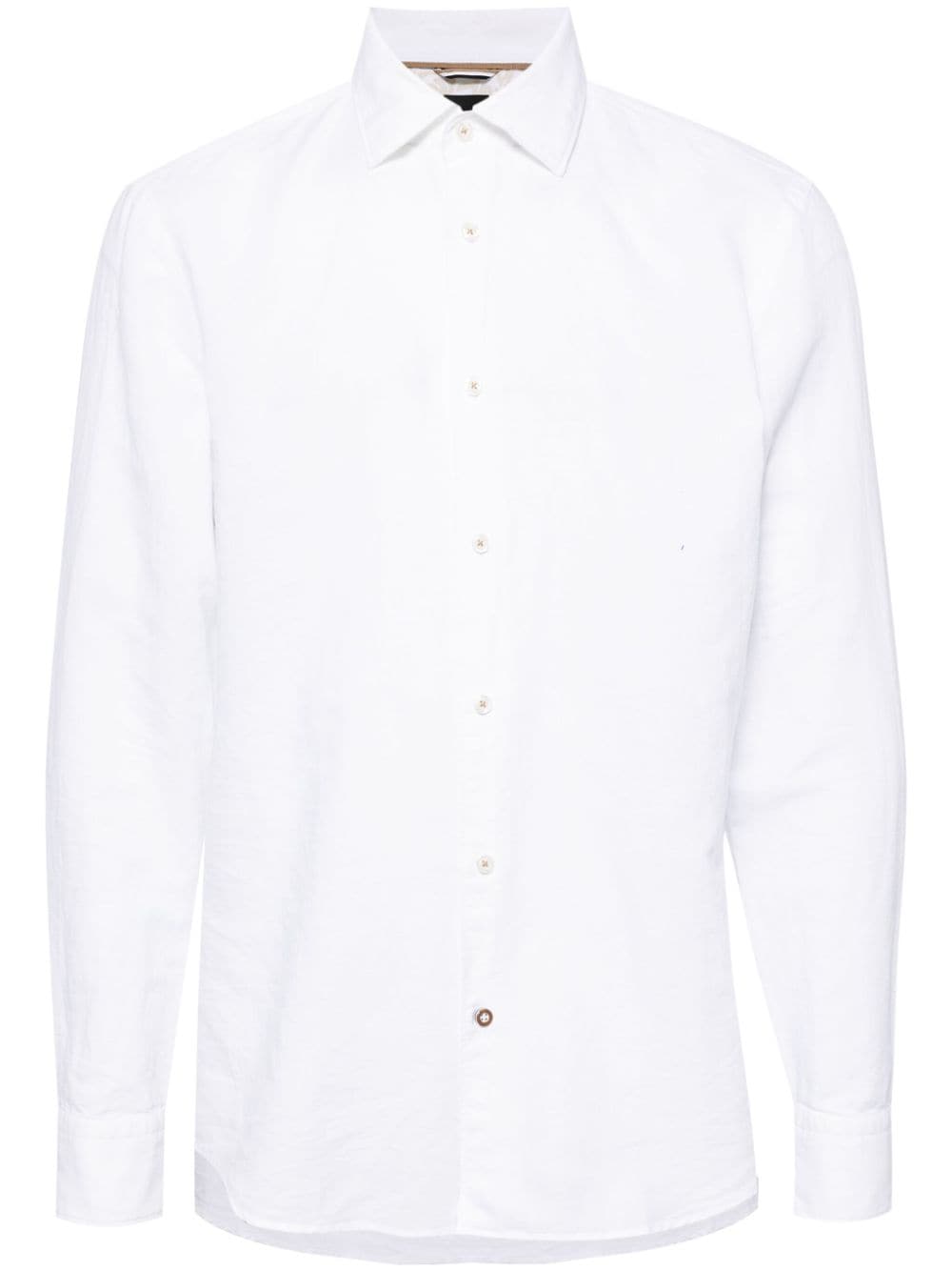 BOSS C-Hal Kent contrast-button cotton-linen shirt - White von BOSS