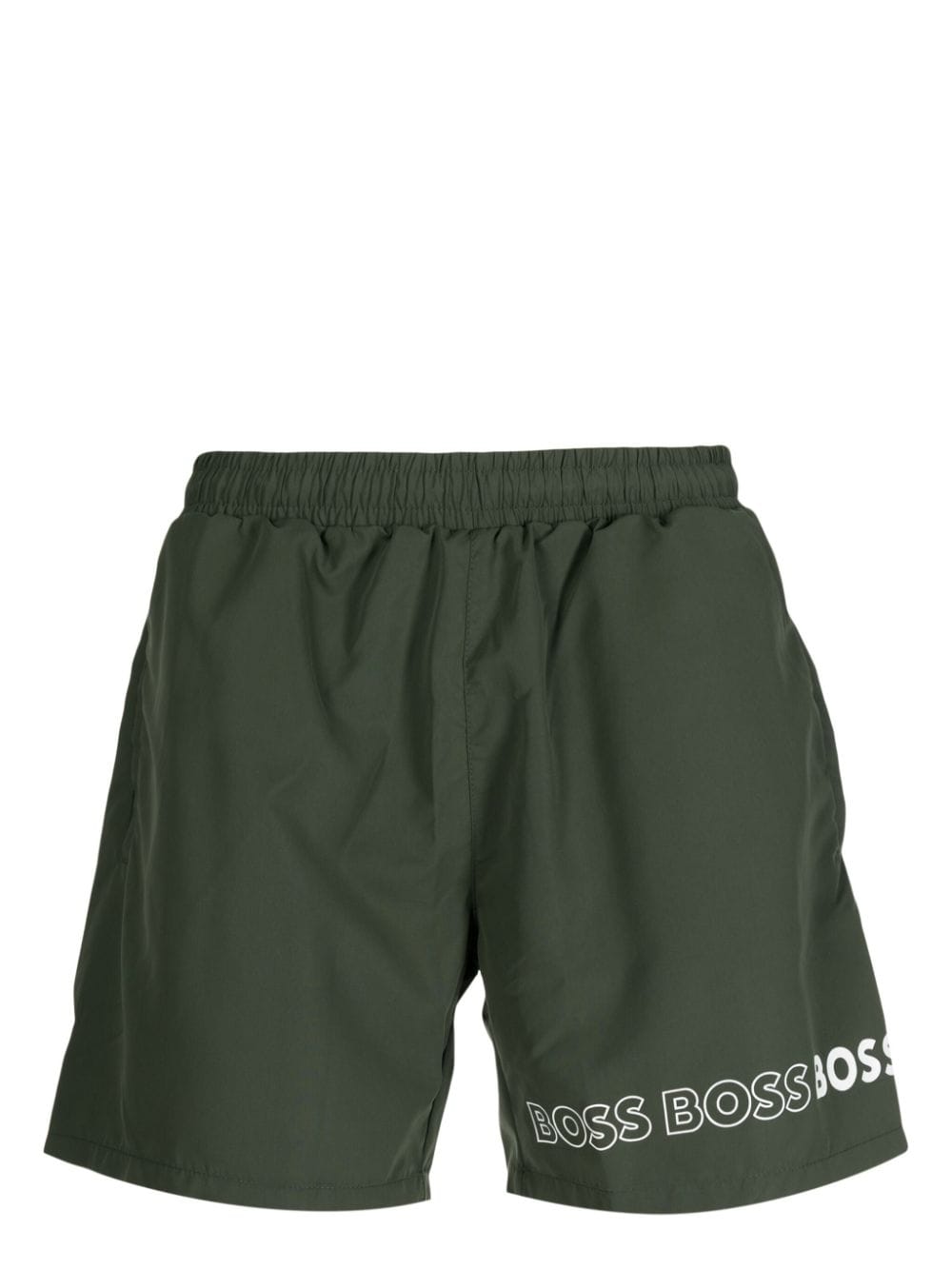 BOSS Dolphin logo-print swim shorts - Green von BOSS