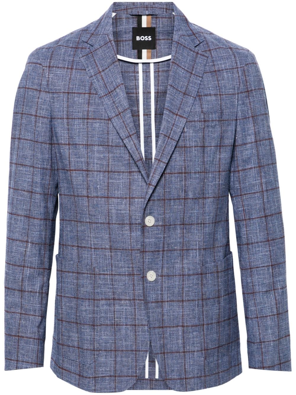 BOSS Hanry checked single-breasted blazer - Blue von BOSS