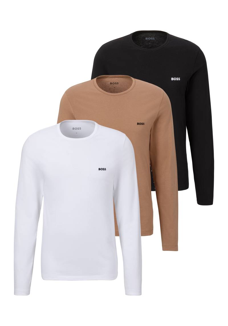 BOSS Langarmshirt »longsleeve-Shirt R-Neck Classic COTTON 3pcs/pack«, (3 tlg.), mit BOSS Logo-Schriftzug von BOSS