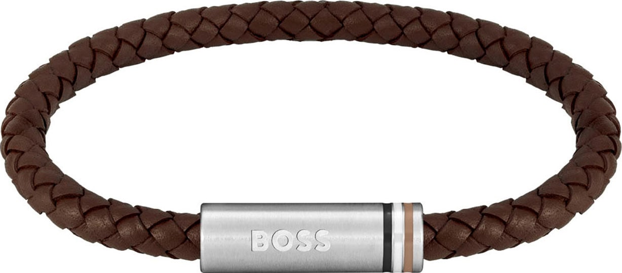 BOSS Lederarmband »ARES SINGLE, 1580623, 1580624«, mit Emaille von BOSS