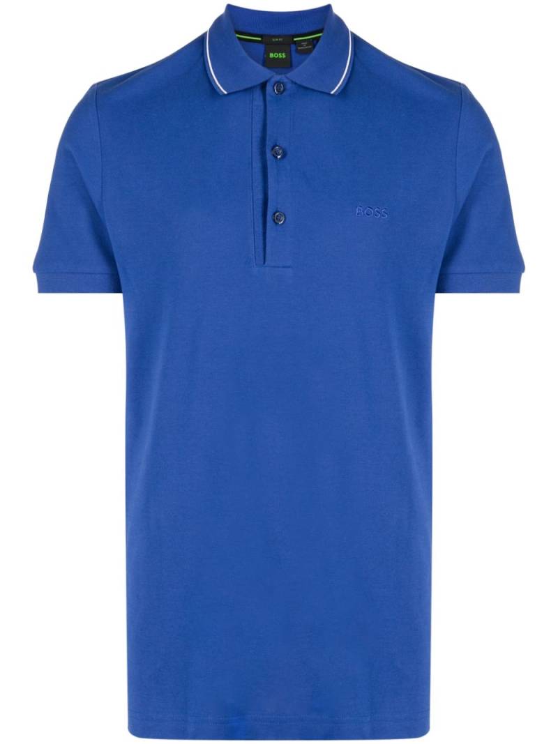 BOSS Paule cotton polo shirt - Blue von BOSS