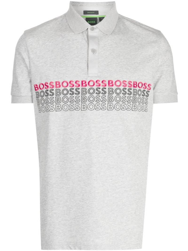 BOSS Pavel logo-embroidered polo shirt - Grey von BOSS