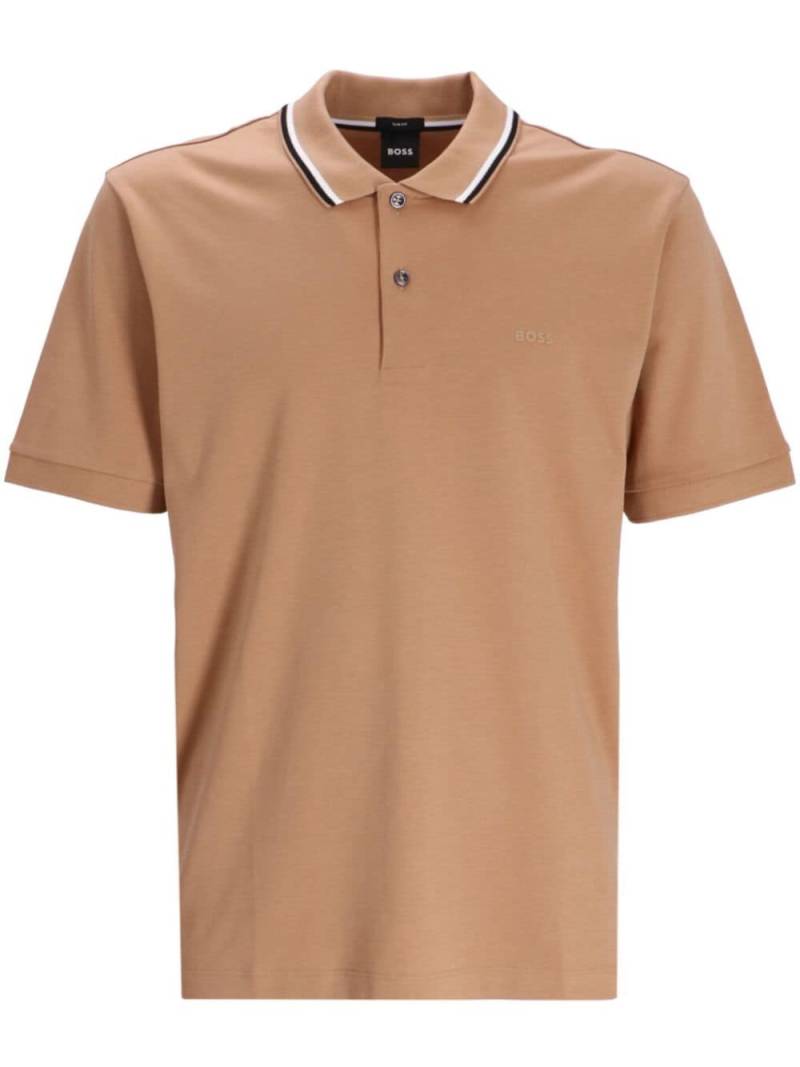 BOSS Penrose 38 logo-print cotton polo shirt - Neutrals von BOSS