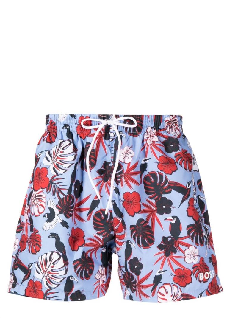 BOSS Piranha floral-print swim shorts - Purple von BOSS
