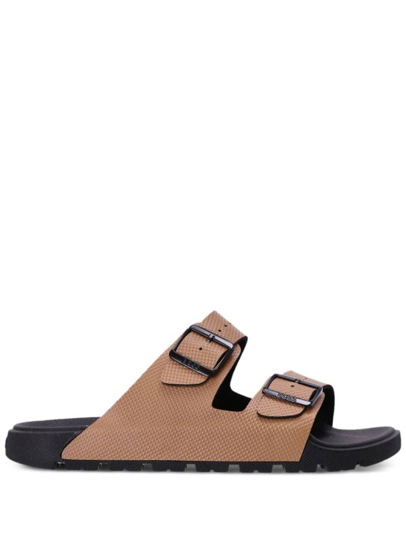 BOSS Surfley Sand double-buckle slides - Brown von BOSS