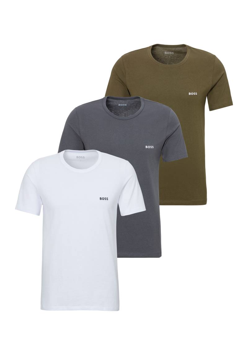 BOSS T-Shirt »TShirtRN 3P Classic«, (3 tlg.), mit Logostickerei von BOSS