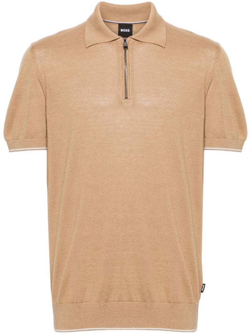 BOSS Trieste fine-knit polo shirt - Neutrals von BOSS