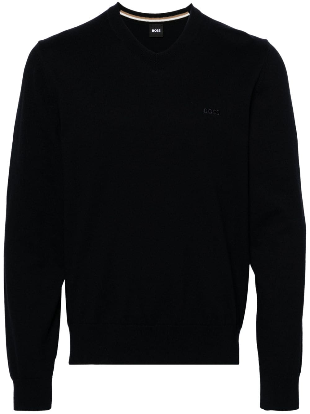 BOSS V-neck cotton jumper - Blue von BOSS