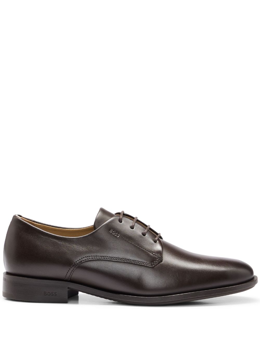 BOSS almond-toe leather derby shoes - Brown von BOSS
