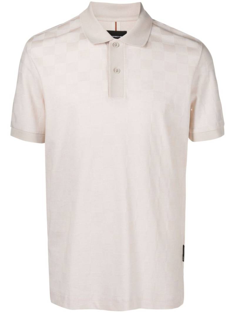 BOSS check-pattern cotton polo shirt - Neutrals von BOSS