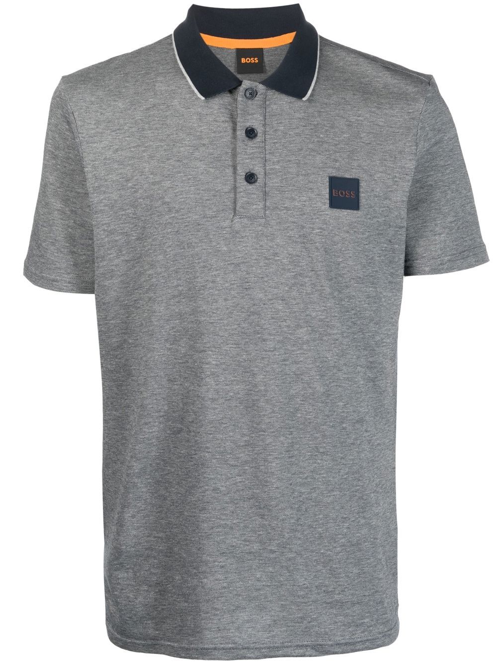 BOSS chest logo-patch polo shirt - Blue von BOSS