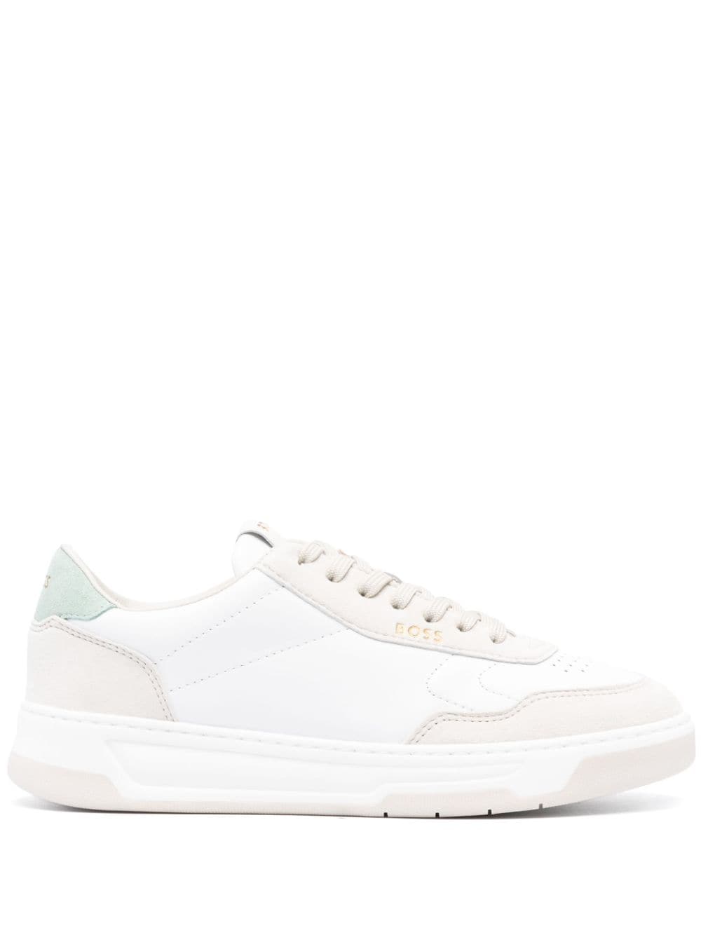 BOSS colourblock leather snakers - White von BOSS