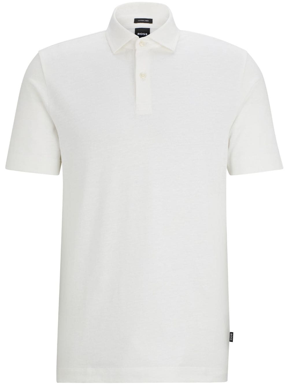 BOSS cotton-linen mélange polo shirt - White von BOSS