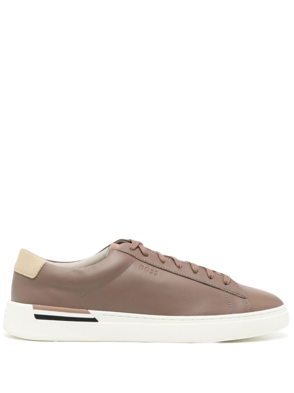 BOSS logo-debossed leather sneakers - Brown von BOSS