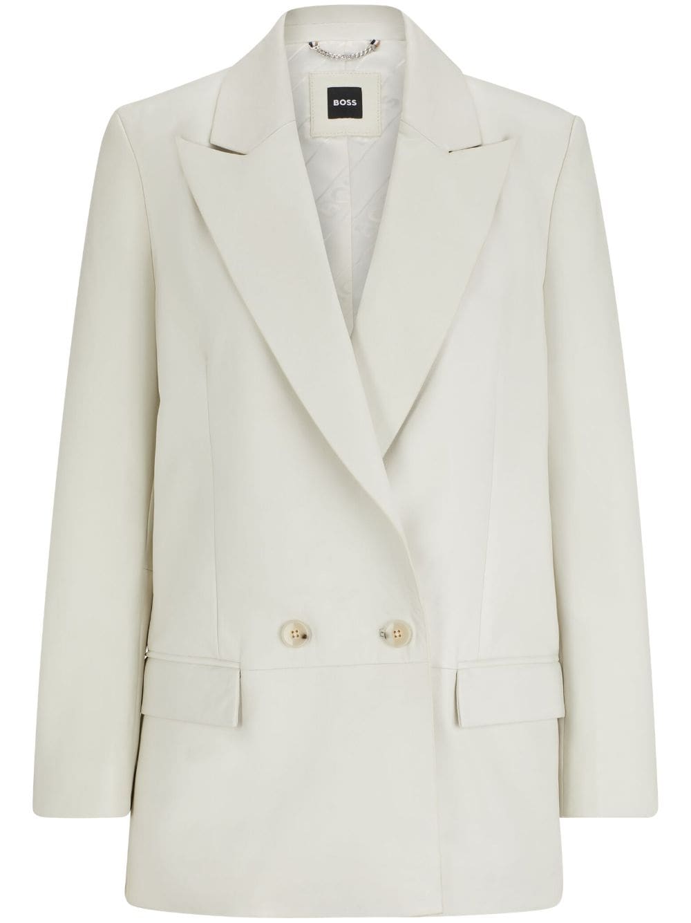 BOSS double-breasted leather blazer - White von BOSS