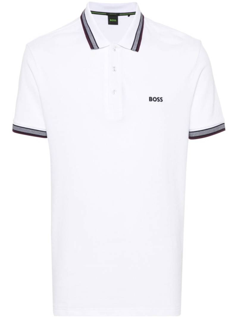 BOSS embroidered-logo cotton polo shirt - White von BOSS