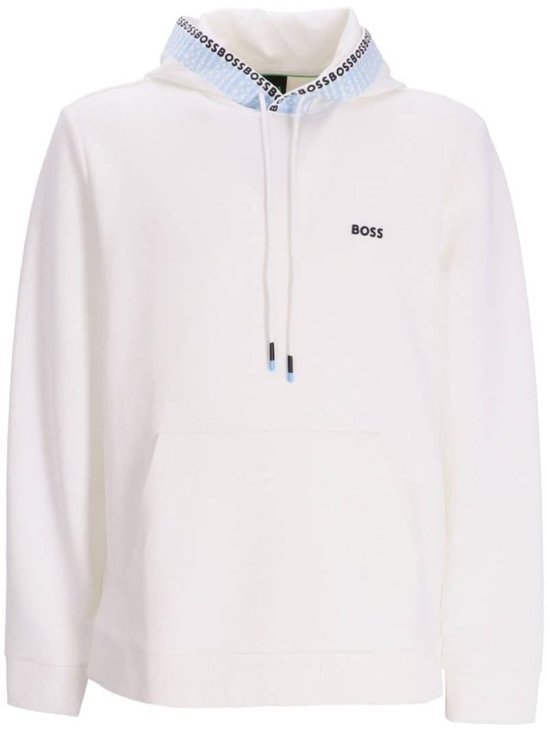 BOSS embroidered-logo drawstring hoodie - White von BOSS