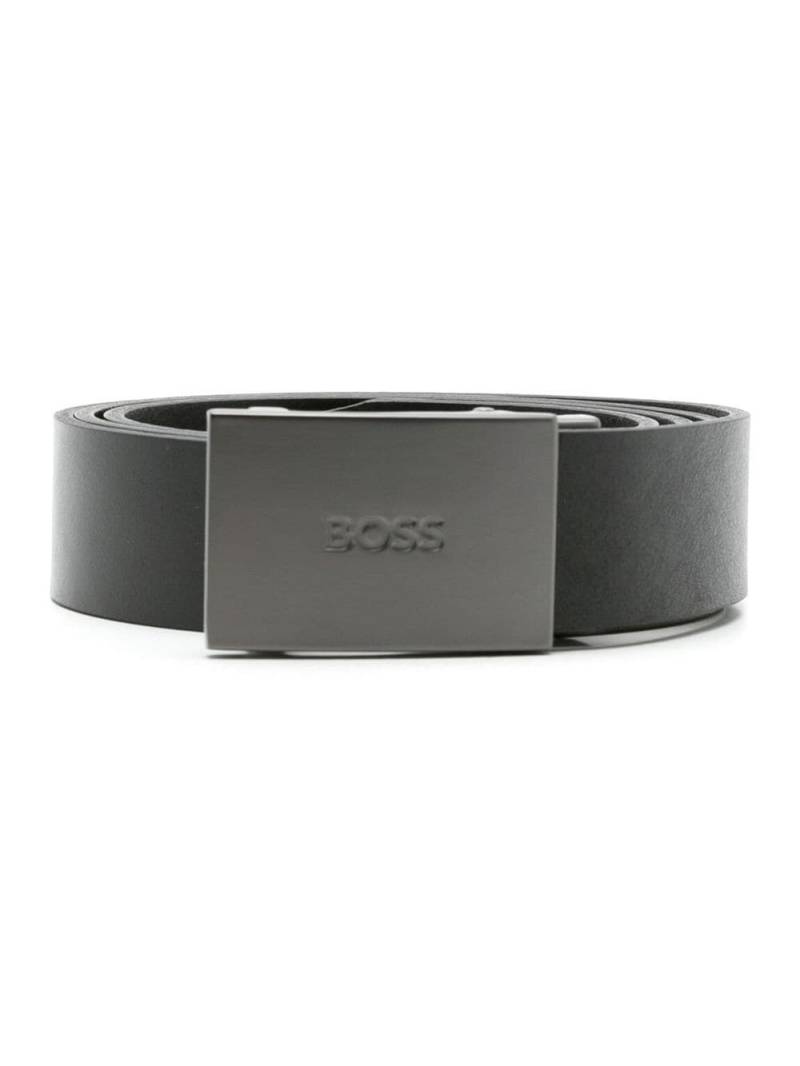 BOSS engraved-logo buckle leather belt - Black von BOSS