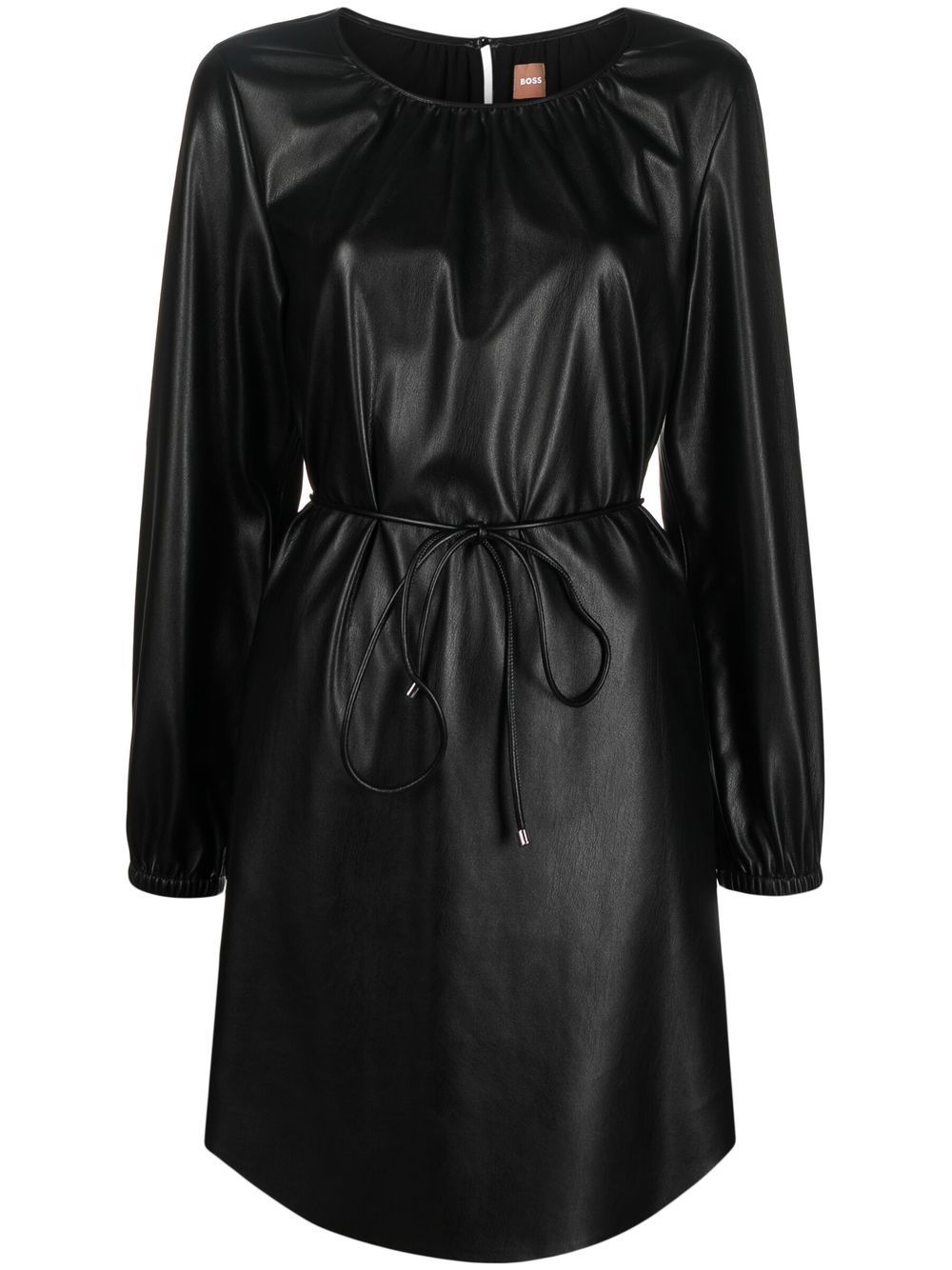 BOSS faux-leather belted dress - Black von BOSS