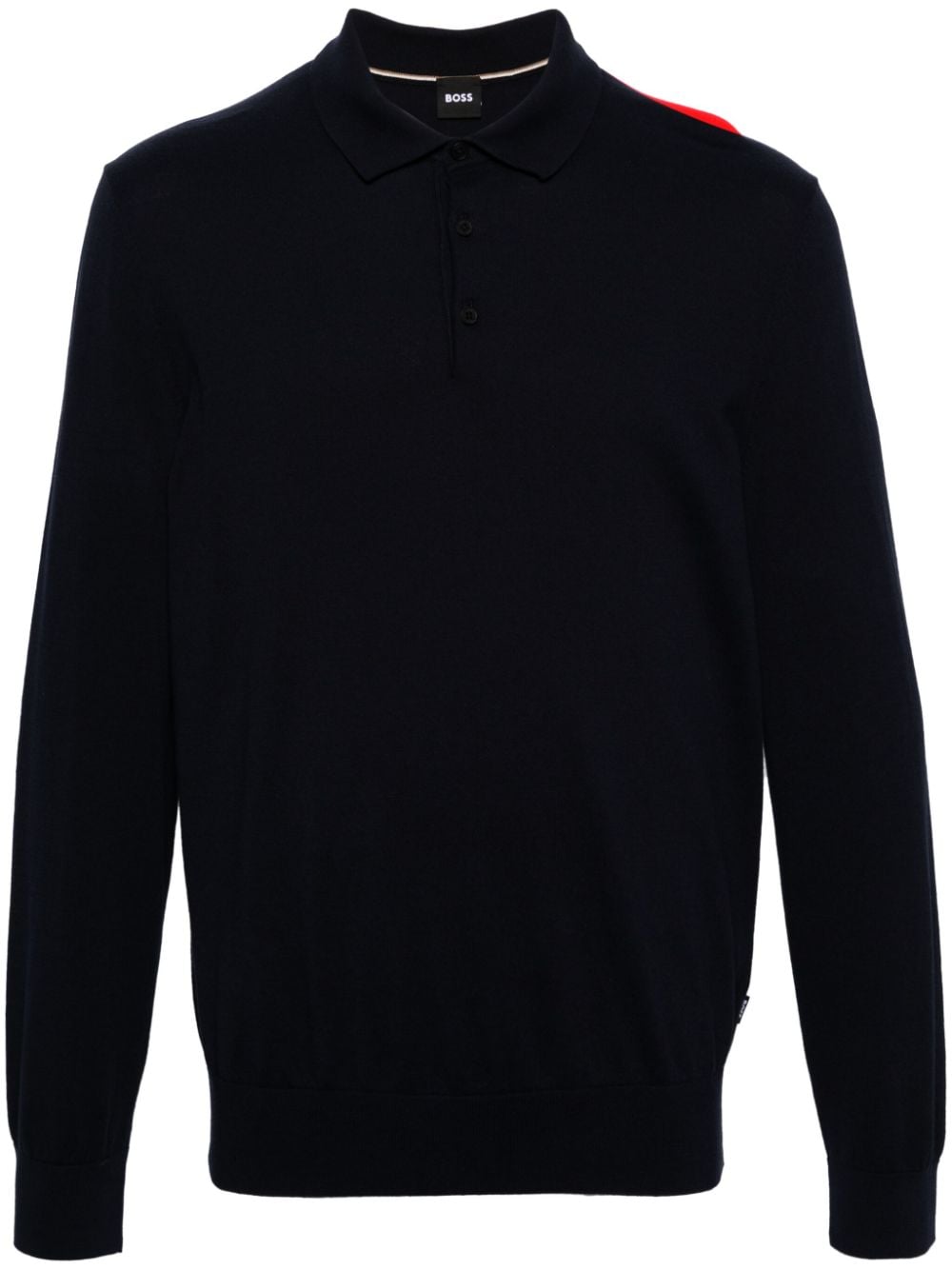 BOSS fine-knit polo jumper - Blue von BOSS