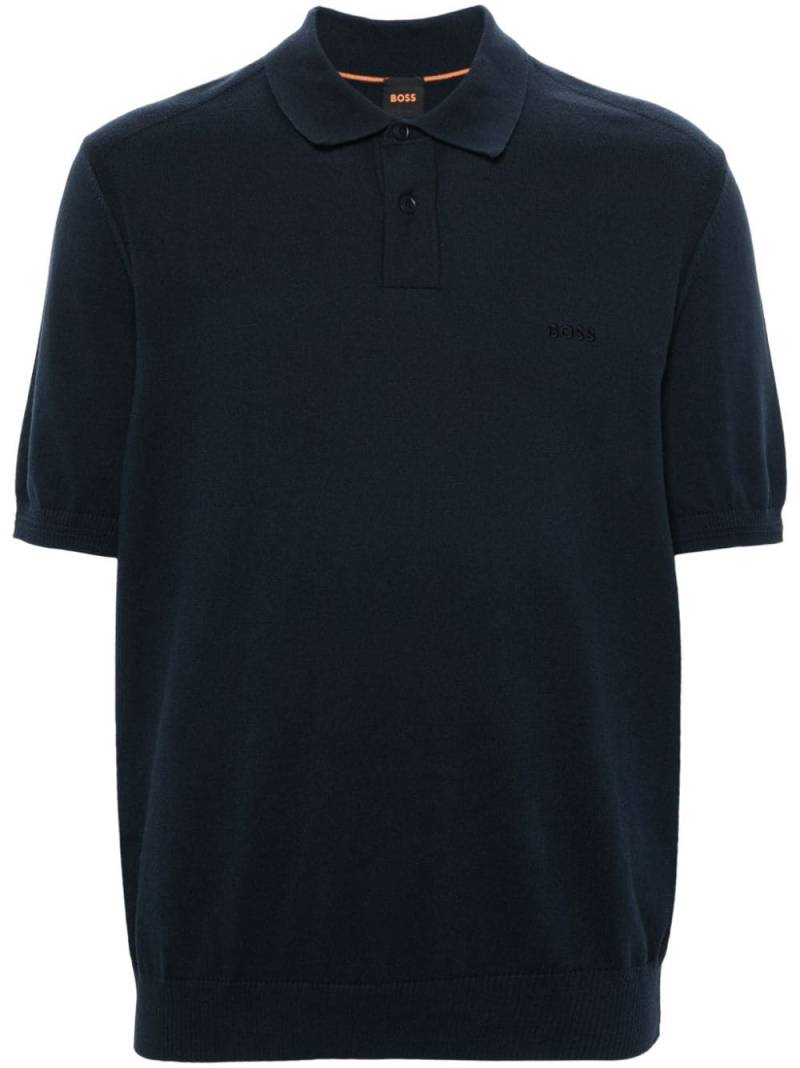 BOSS fine-knit polo shirt - Blue von BOSS