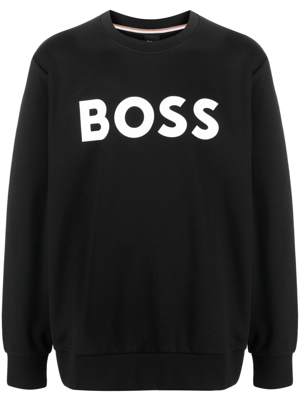 BOSS flocked-logo cotton sweatshirt - Black von BOSS
