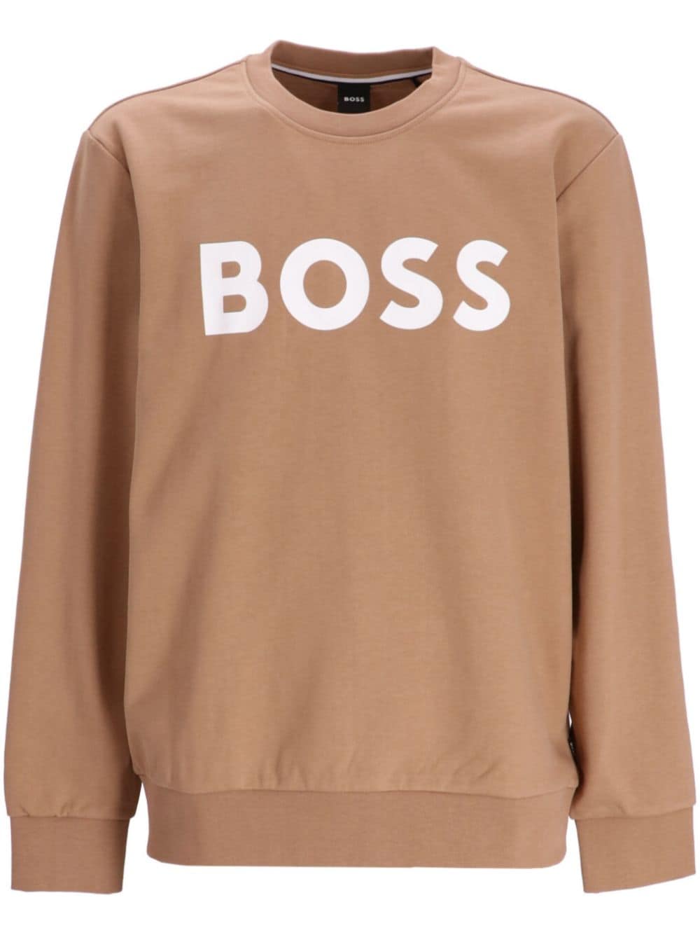 BOSS flocked-logo cotton sweatshirt - Brown von BOSS