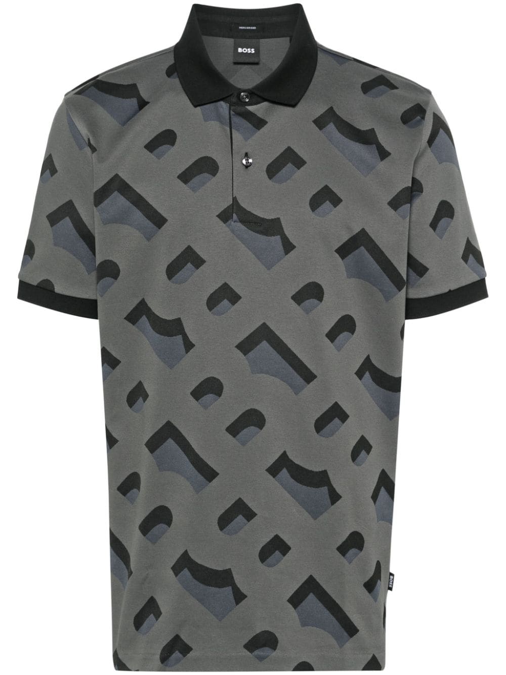 BOSS geometric-pattern polo shirt - Grey von BOSS