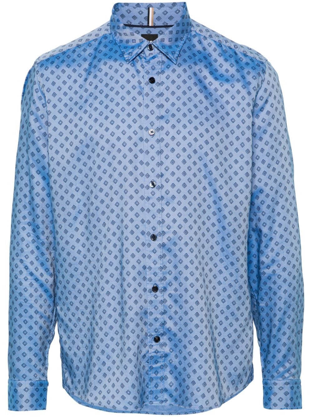 BOSS geometric-print long-sleeve shirt - Blue von BOSS