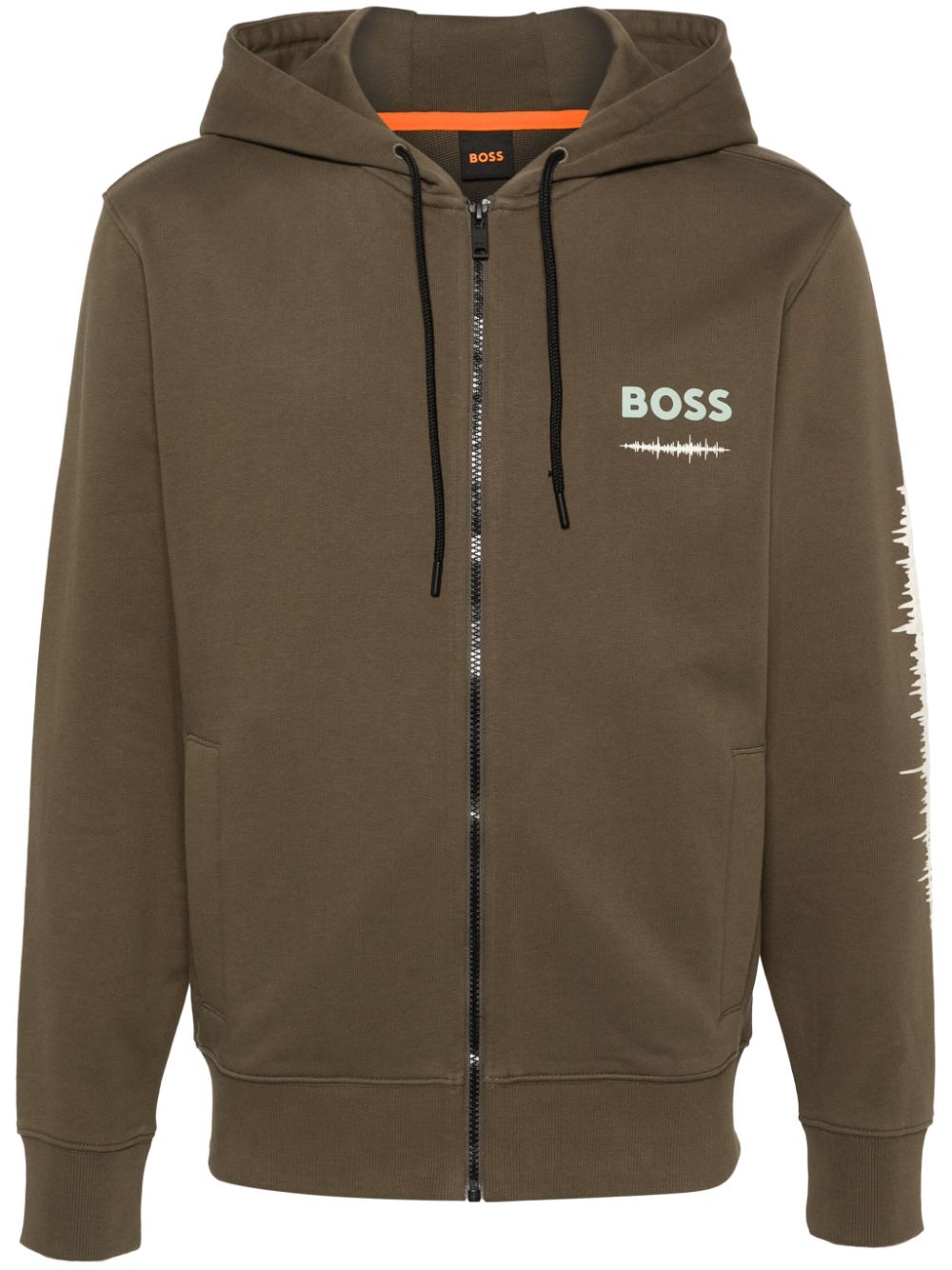 BOSS graphic-print zip-up hoodie - Green von BOSS