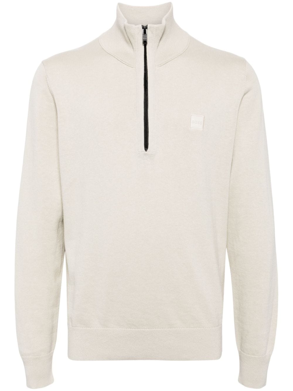 BOSS half-zip cotton-cashmere jumper - Neutrals von BOSS