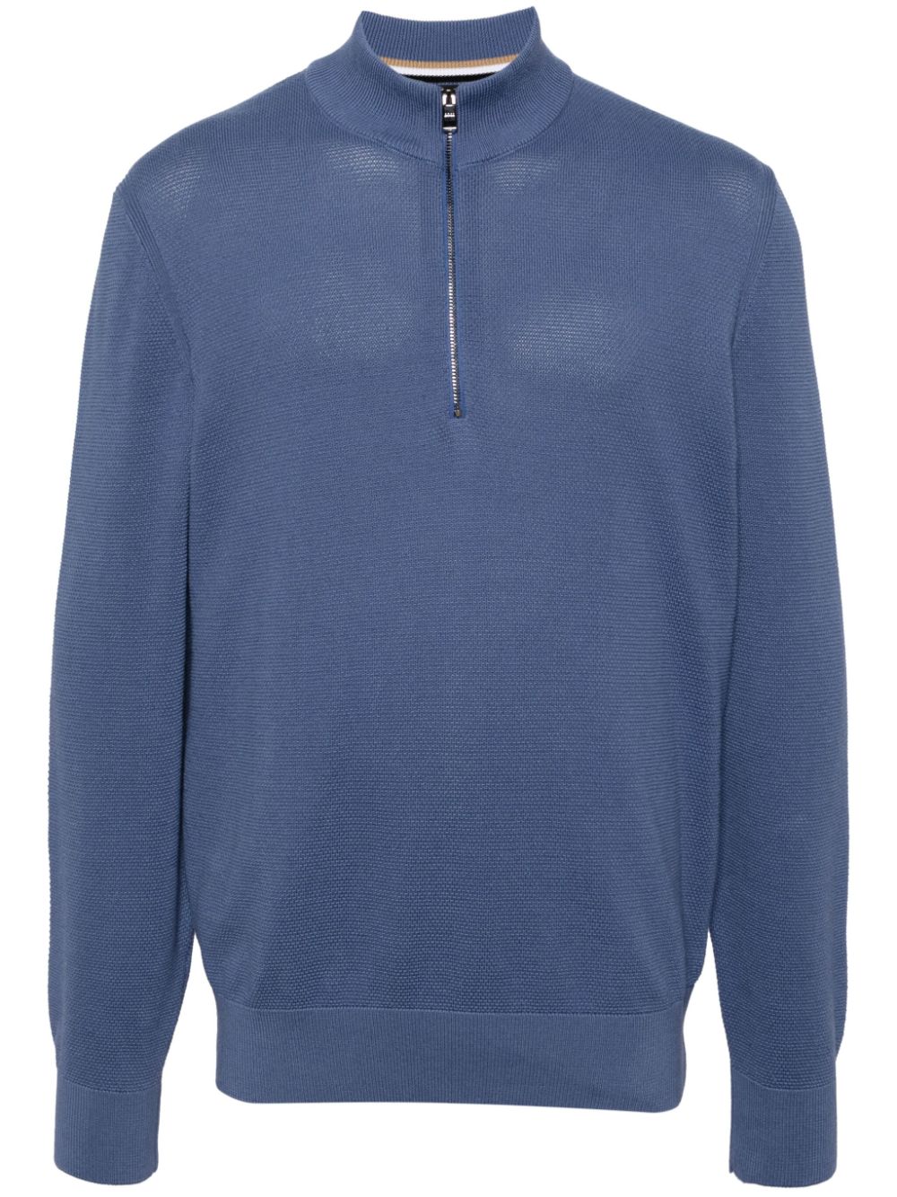 BOSS half-zip knitted jumper - Blue von BOSS