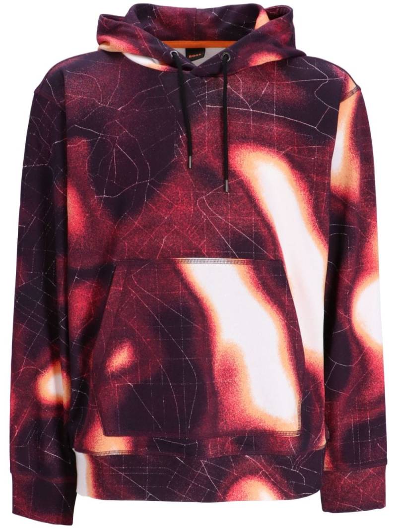 BOSS heat-map print cotton hoodie - Red von BOSS