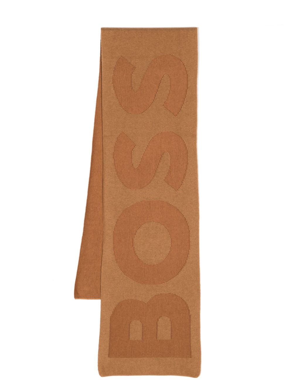 BOSS intarsia-knit logo scarf - Brown von BOSS