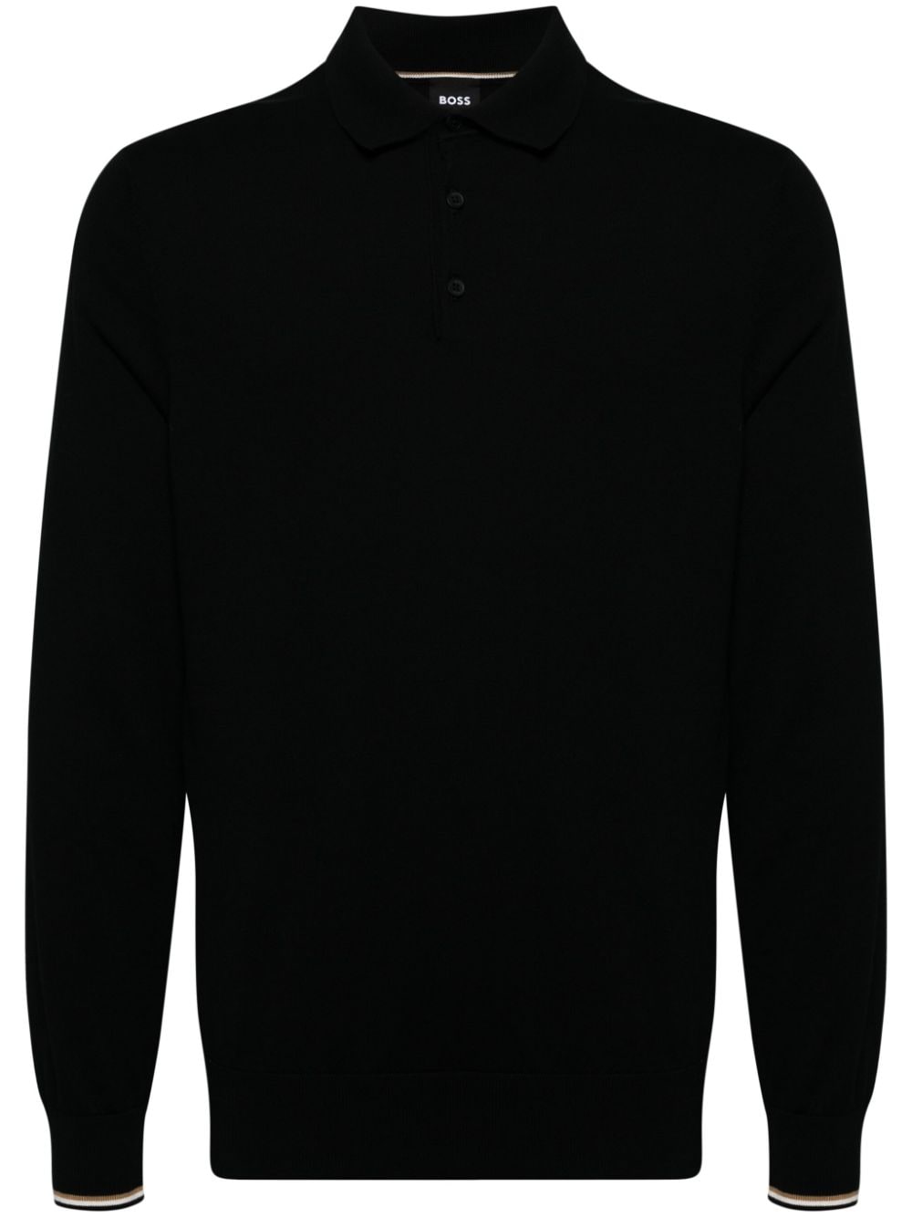 BOSS knitted organic-cotton polo shirt - Black von BOSS