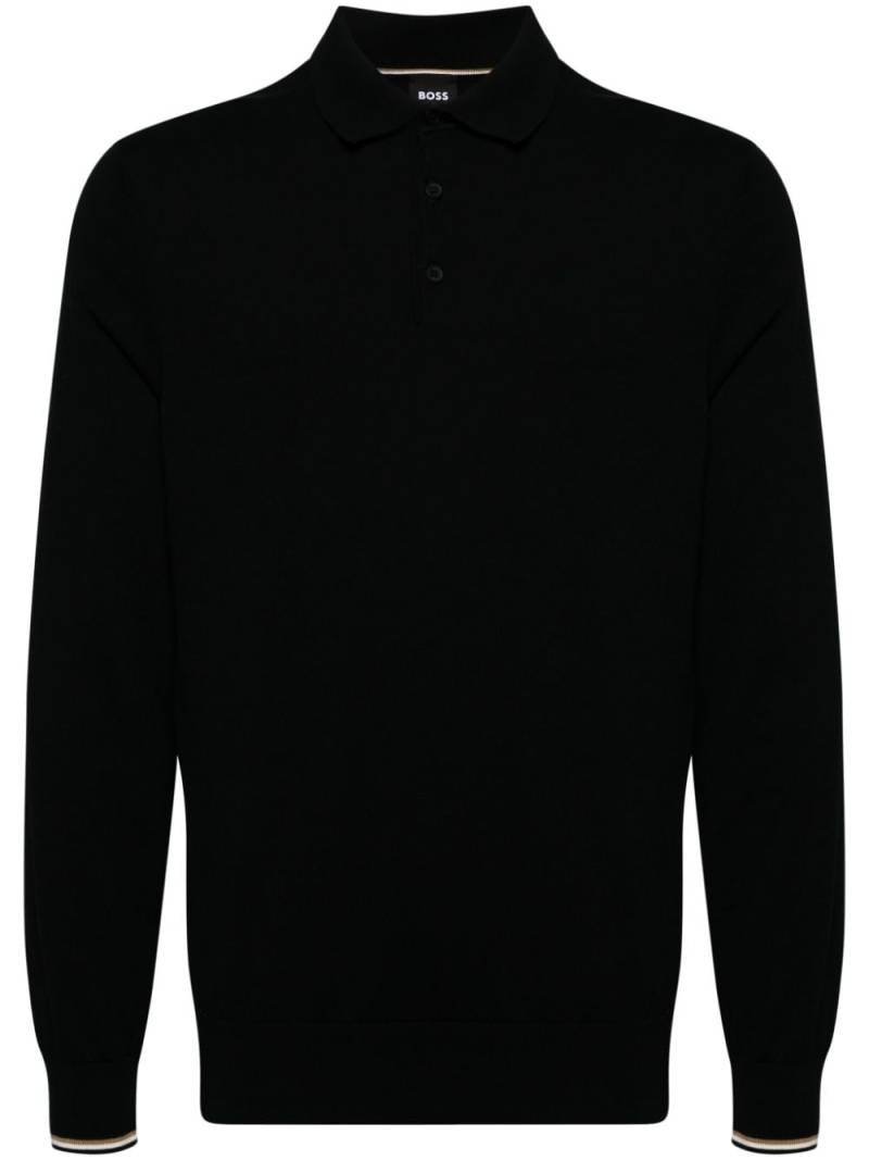 BOSS knitted organic-cotton polo shirt - Black von BOSS