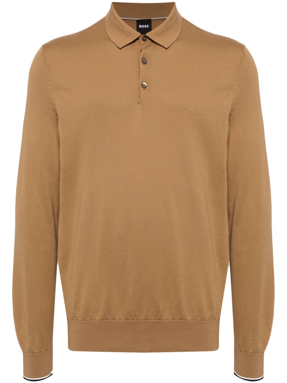 BOSS knitted organic-cotton polo shirt - Brown von BOSS