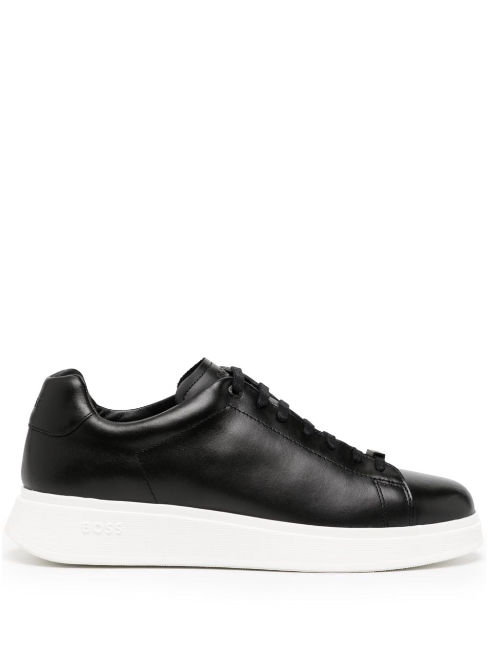 BOSS lace-up leather sneakers - Black von BOSS