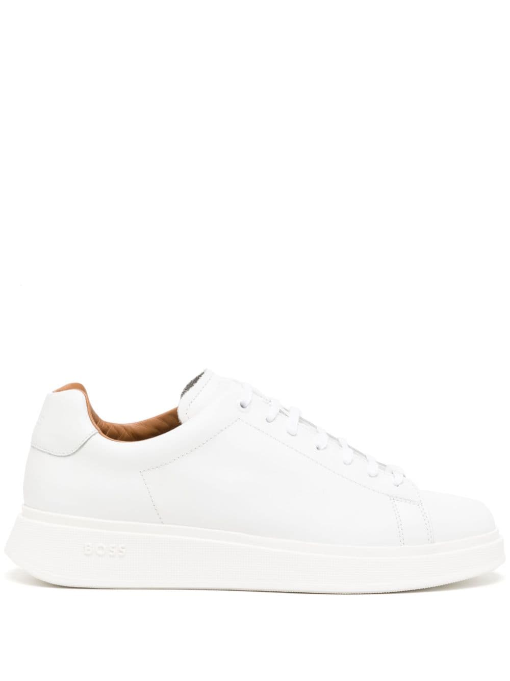 BOSS lace-up leather sneakers - White von BOSS