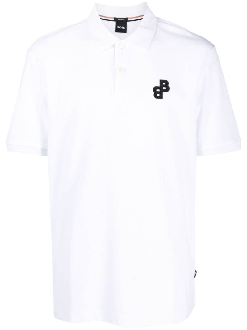 BOSS logo-appliqué cotton polo shirt - White von BOSS