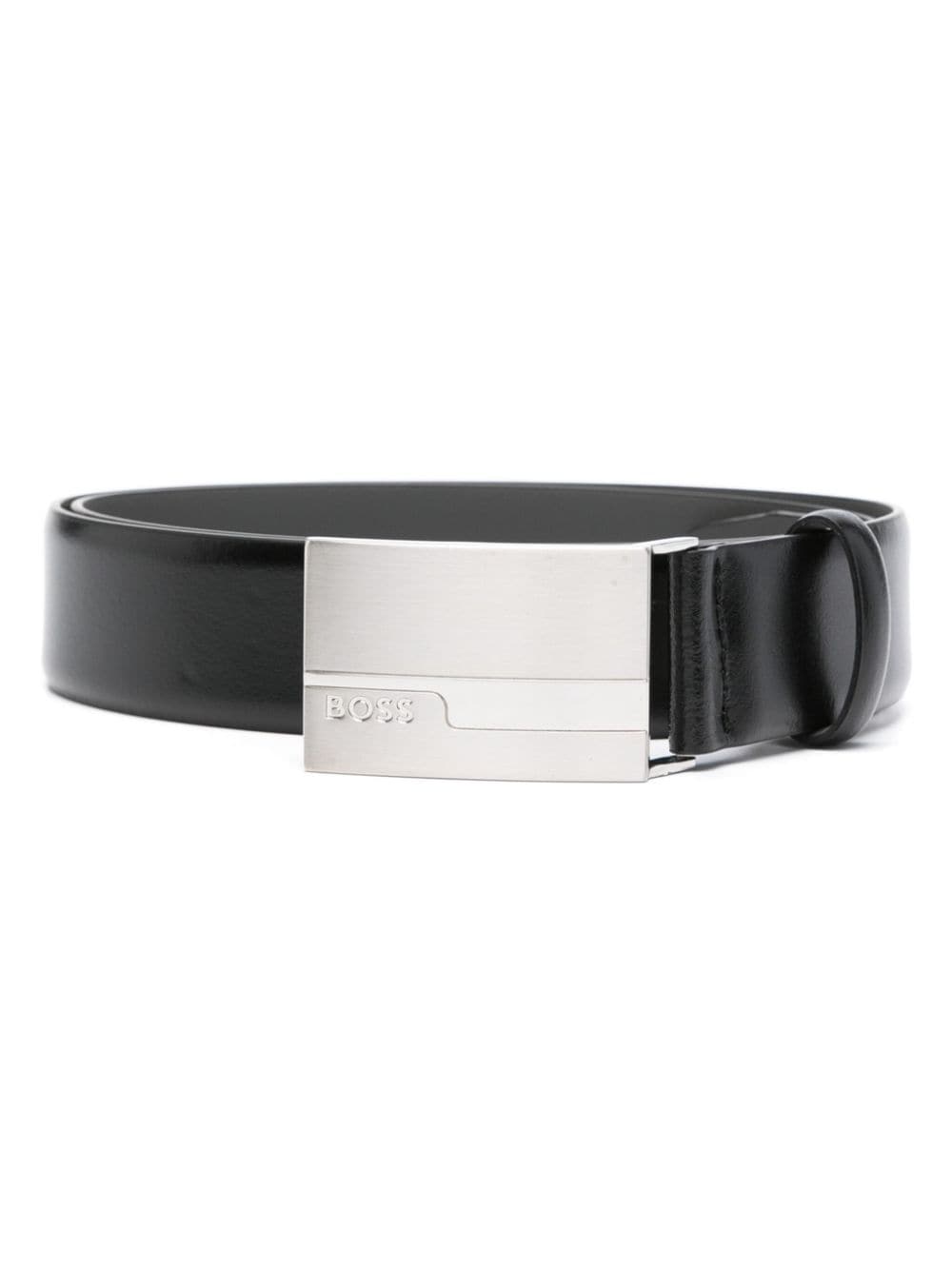 BOSS logo-debossed leather belt - Black von BOSS