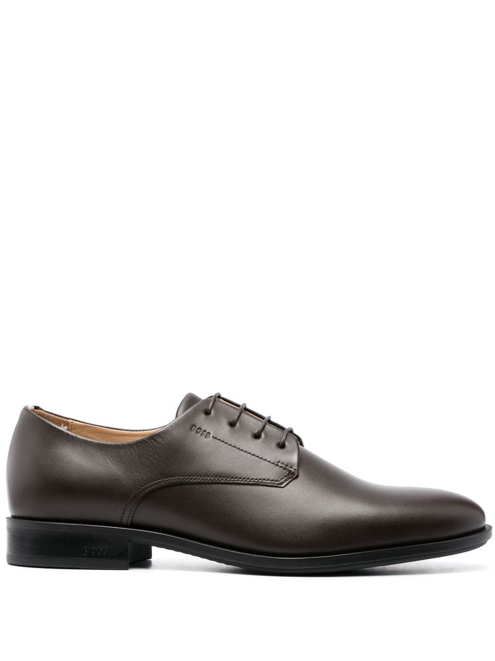 BOSS logo-embossed leather Derby shoes - Brown von BOSS