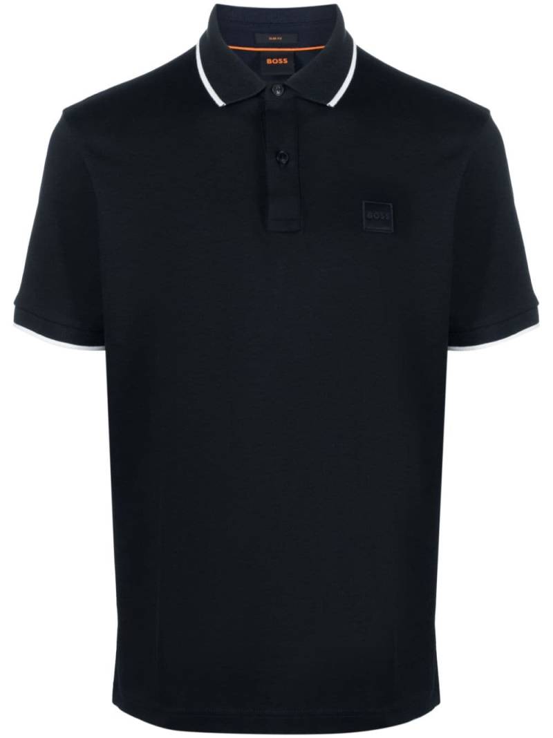 BOSS logo-embossed piqué polo shirt - Blue von BOSS