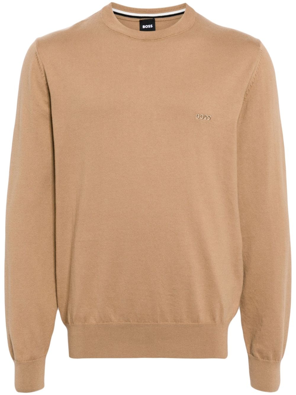 BOSS logo-embroidered cotton jumper - Brown von BOSS