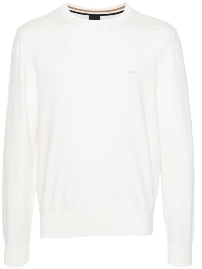 BOSS logo-embroidered cotton jumper - Neutrals von BOSS