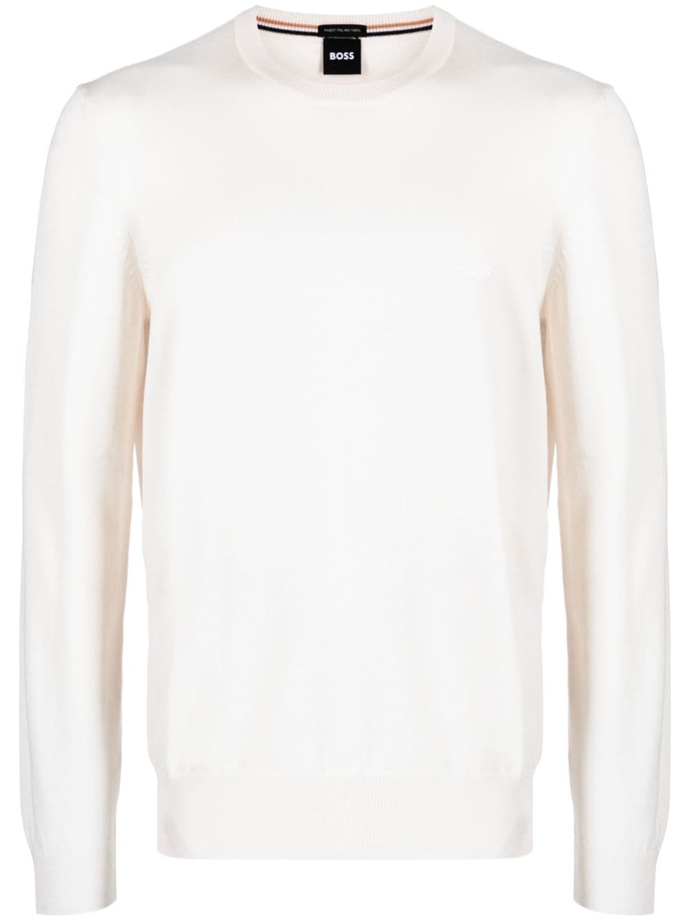 BOSS logo-embroidered cotton jumper - Neutrals von BOSS